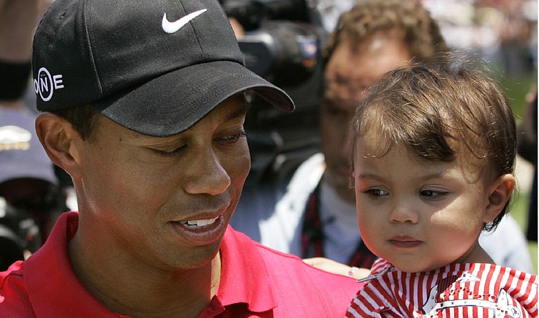 Tiger Woods holds his daughter, Sam, after winning the 2008 U.S. Open.