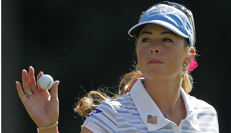 Paula Creamer acknowledges the crowd after the start of her third round at the U.S. Women's Open.