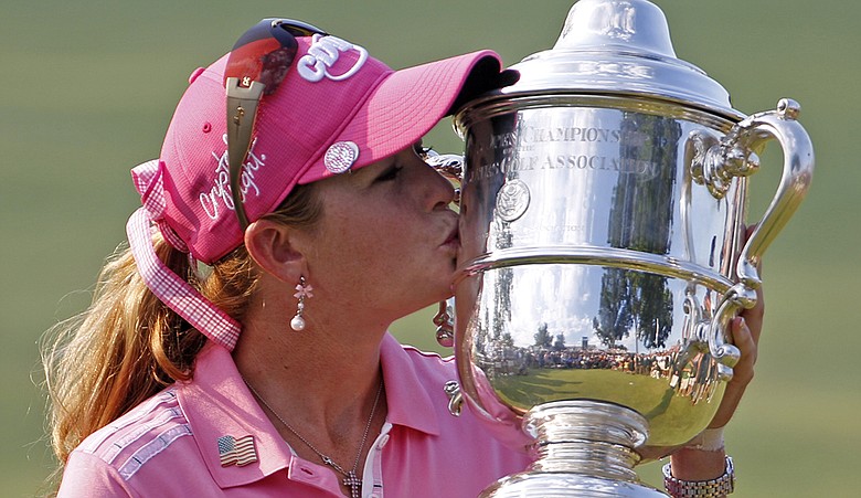 Paula Creamer with the U.S. Women's Open trophy.