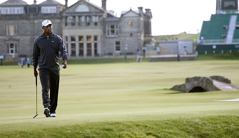 Tiger Woods during a practice round in advance of the British Open at St. Andrews.