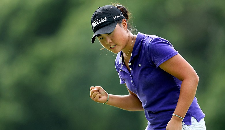 Danielle Kang pumps her fist after making birdie on the 35th hole to win the U.S. Women's Amateur on Aug. 15.