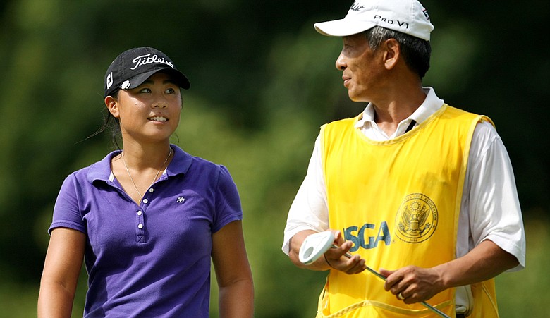 Danielle Kang and her father/caddie, K.S. Kang, during the U.S. Women's Amateur.