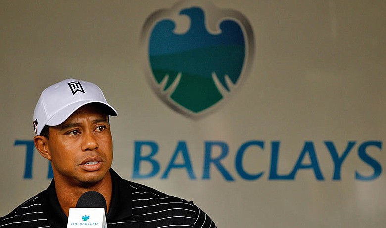 Tiger Woods addresses the media Aug. 25 at The Barclays.