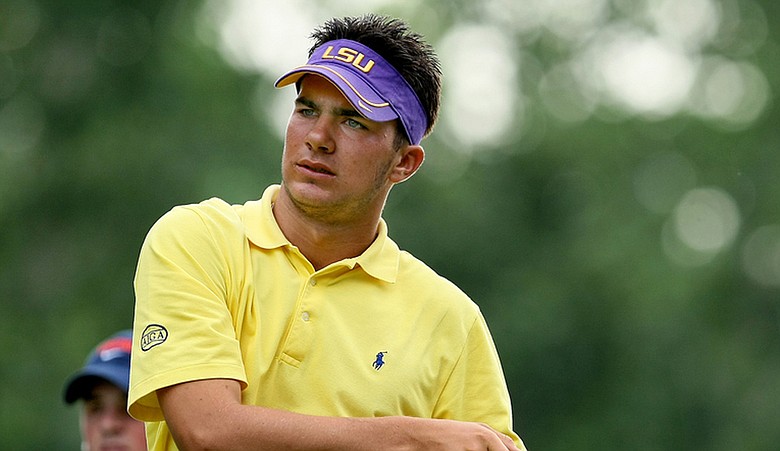 Curtis Thompson sports an LSU visor on the golf course. (file photo)