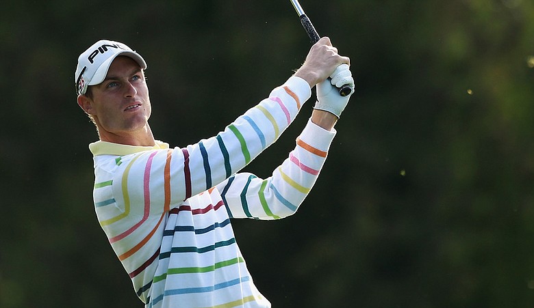 Rhys Davies of Wales during the first round of The Omega European Masters.