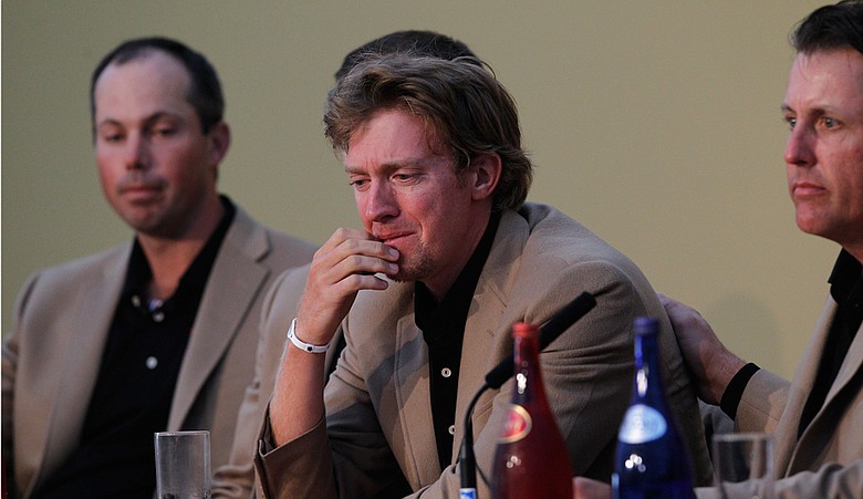 Hunter Mahan during a post-Ryder Cup press conference.
