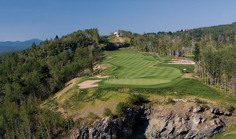 The first hole on the St. Laurent nine at Fairmont Le Manoir Richelieu.