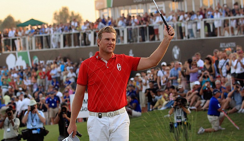 Robert Karlsson after winning the Dubai World Championship.