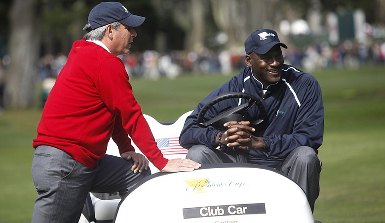 Fred Couples and Michael Jordan during the 2009 Presidents Cup.