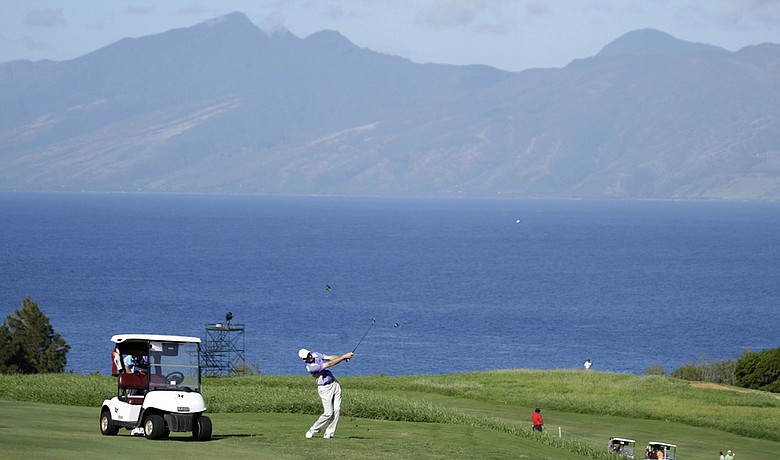 Jim Furyk hits a shot during Wednesday's pro-am at Kapalua.