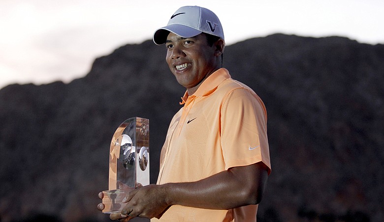 Jhonattan Vegas after winning the Bob Hope Classic, his first victory on the PGA Tour.