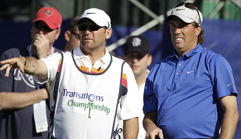 Stephen Ames and his caddie during the 2010 Transitions Championship.