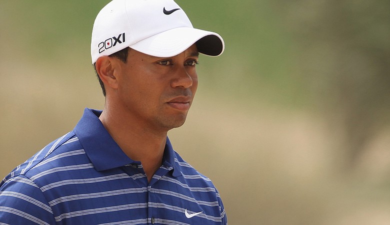 Tiger Woods looks on during the pro-am for the 2011 Omega Dubai Desert Classic at the Emirates Golf Club on February 9, 2011.