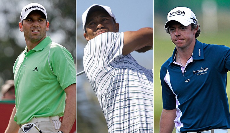 Sergio Garcia, Tiger Woods and Rory McIlroy
