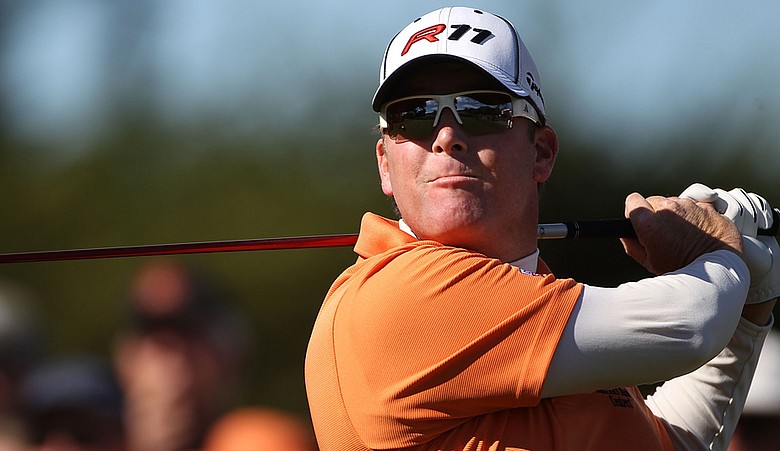 D.A. Points tees off on the 4th hole during the final round of the AT&T Pebble Beach National Pro-Am.