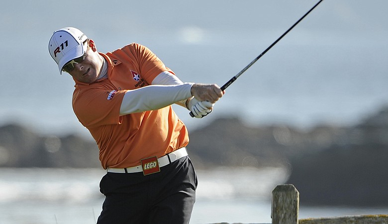 D.A. Points plays from the 18th tee during the final round of the AT&T Pebble Beach National Pro-Am at Pebble Beach Golf Links on February 13, 2011.