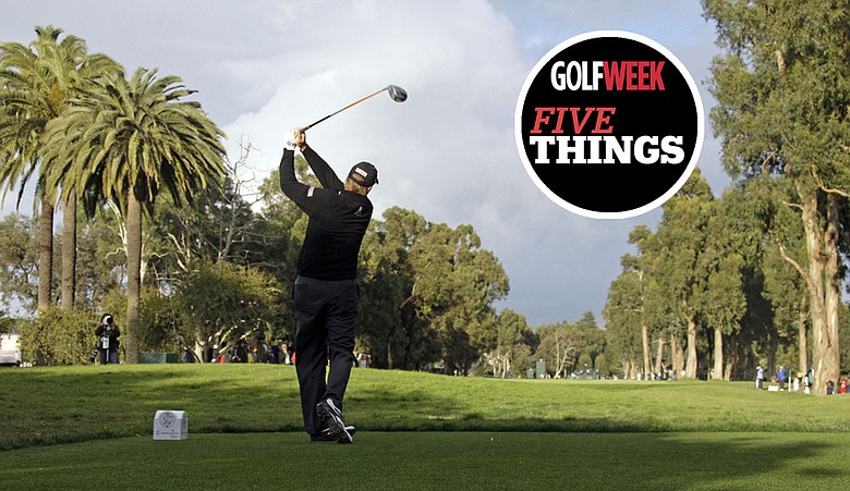 Steve Stricker tees off during the 2010 Northern Trust Open.