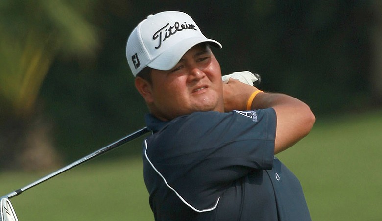 Prom Meesawat during the final round of International Final Qualifying for the British Open.