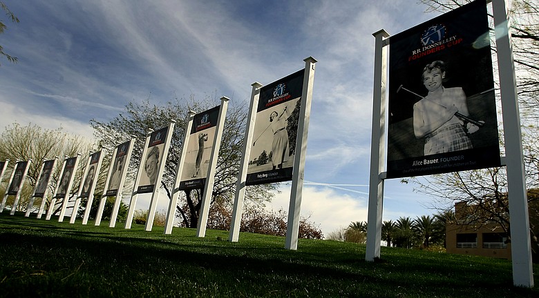 The Founders Walk is a walking path lined with photographs of the 13 founders of the LPGA.