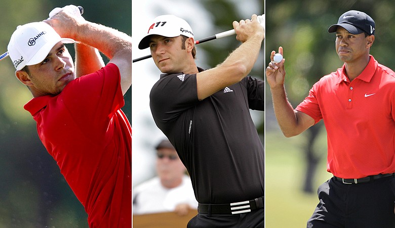 Gary Woodland, Dustin Johnson and Tiger Woods