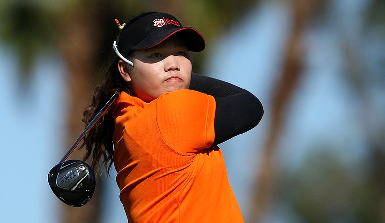 Ariya Jutanugarn during the first round of the Kraft Nabisco Championship.