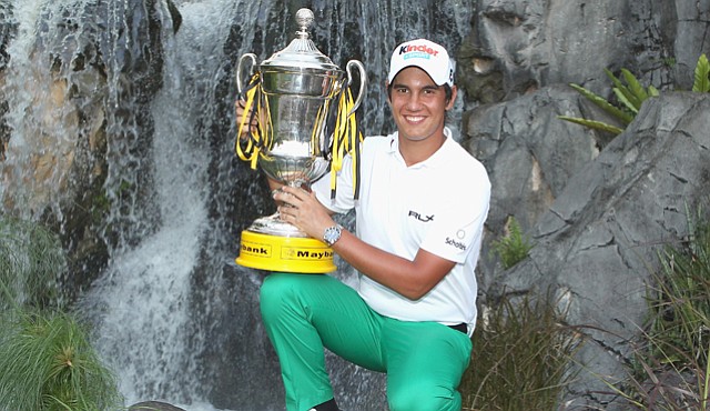 Matteo Manassero with the trophy after winning the 2011 Maybank Malaysian Open.