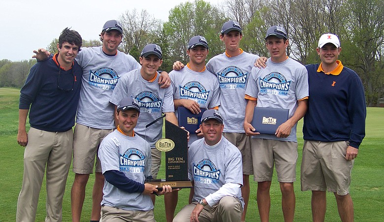 The Illinois men's golf team after winning its third consecutive Big Ten Championship.