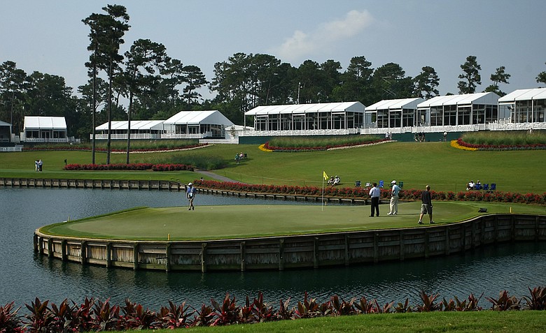 The par-3 17th hole at TPC Sawgrass