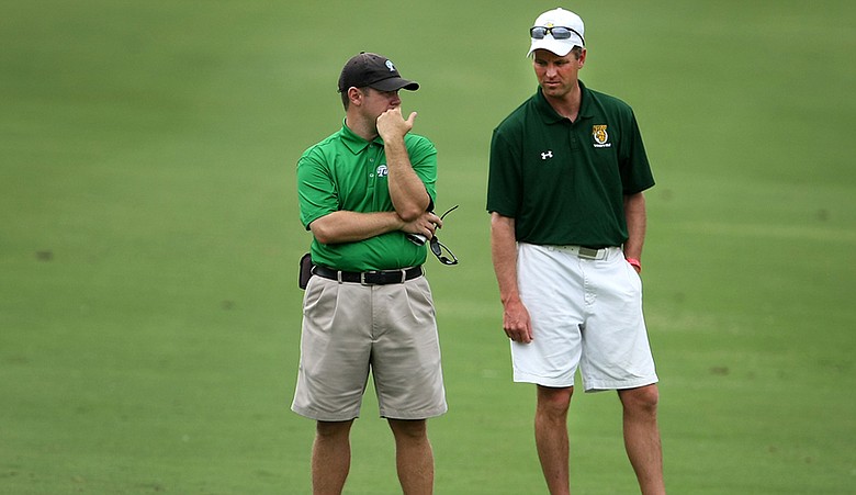 Tulane head coach J.T. Horton talks with North Dakota State head coach Matt Johnson during Round 1 of the NCAA Championship. Lance Ringler caught up with coaches in the field to get their opinions on the addition of the .500 rule.
