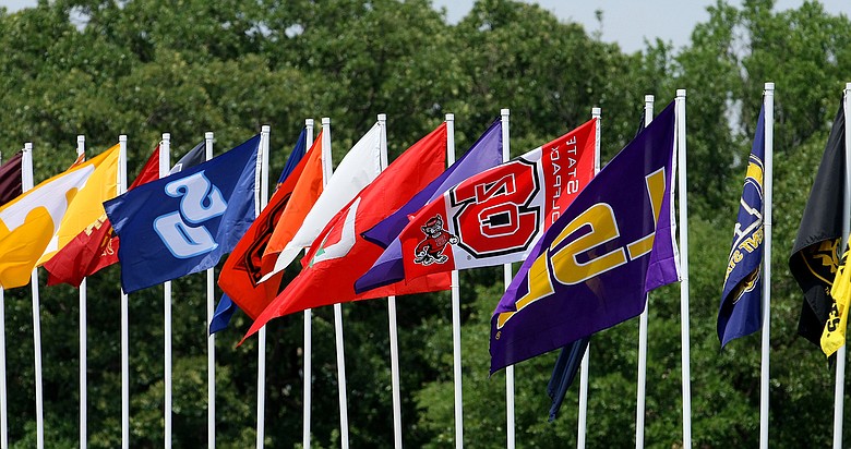 Team flags at Karsten Creek for the NCAA Championship