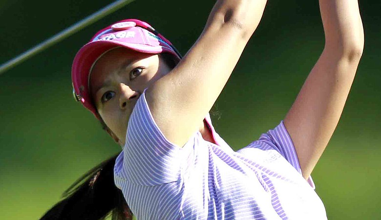 Ai Miyazato tees off during Sybase Match Play.