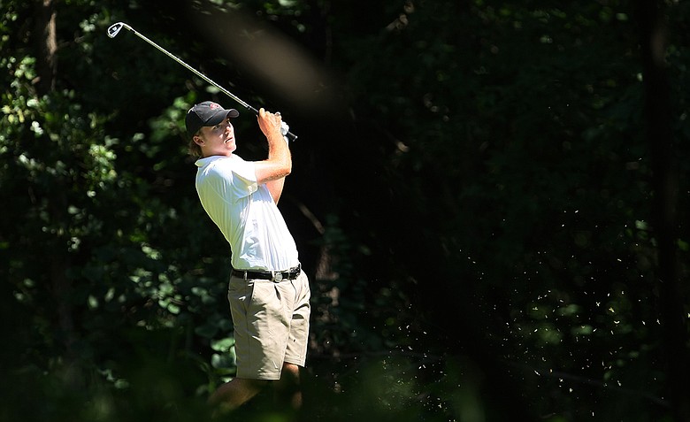 Georgia's Russell Henley hits hit tee shot at No. 3 during Semifinals of Saturday's Match Play at the 2011 NCAA Division I Men's Golf Championship at Karsten Creek in Stillwater, Oklahoma.