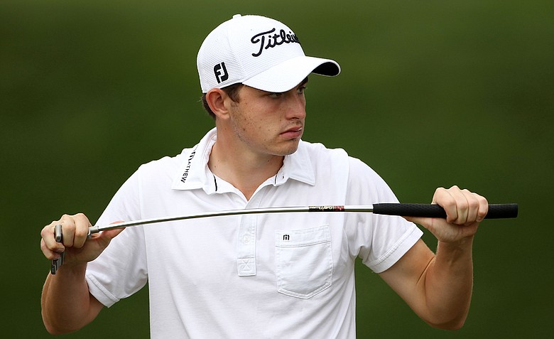 Amateur Patrick Cantlay reacts to a missed putt during the second round of the 111th U.S. Open at Congressional Country Club on June 17, 2011 in Bethesda, Maryland.