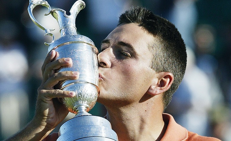 Ben Curtis kisses the Claret Jug after winning the 2003 British Open
