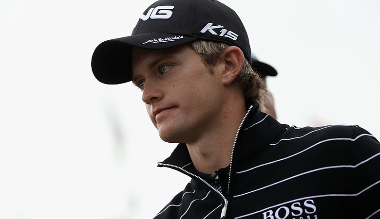 English golfer Tom Lewis is pictured on the first day of the 140th British Open.