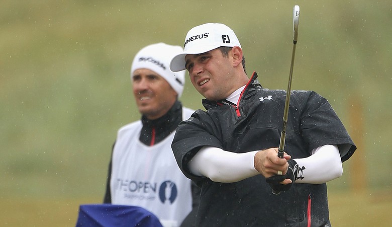 Gary Woodland plays a shot during Round 3 of the British Open.
