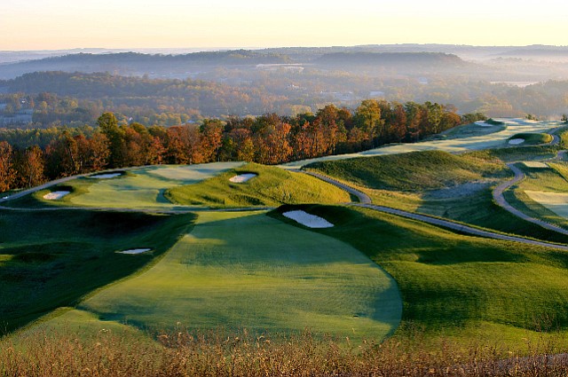 An aerial of The Pete Dye Course at French Lick