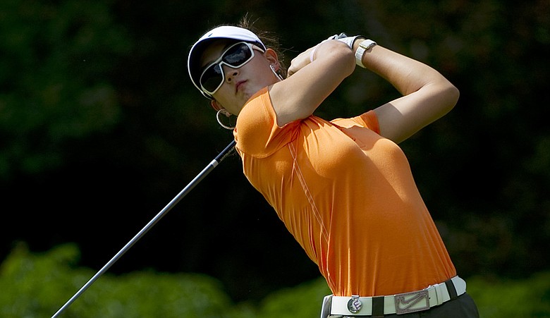 Michelle Wie hits a tee shot on the fifth hole during the third round of the CN Canadian Women's Open.