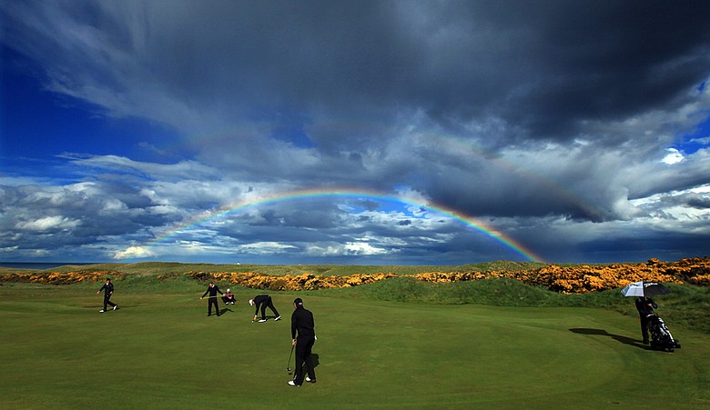 A rainbow is seen during the 2011 Walker Cup practice session at Royal Aberdeen Golf Club on May 12, 2011.