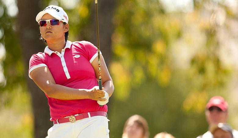 Yani Tseng plays a tee shot during the final round of the Wal-Mart NW Arkansas Championship.