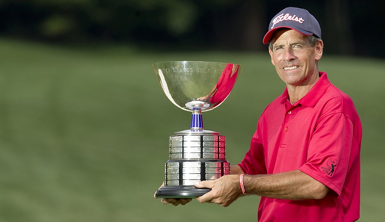 Louis Lee after winning the U.S. Senior Amateur.