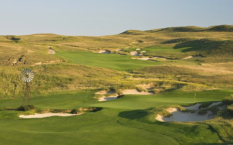 The fourth hole (foreground) and eighth hole at Dismal River