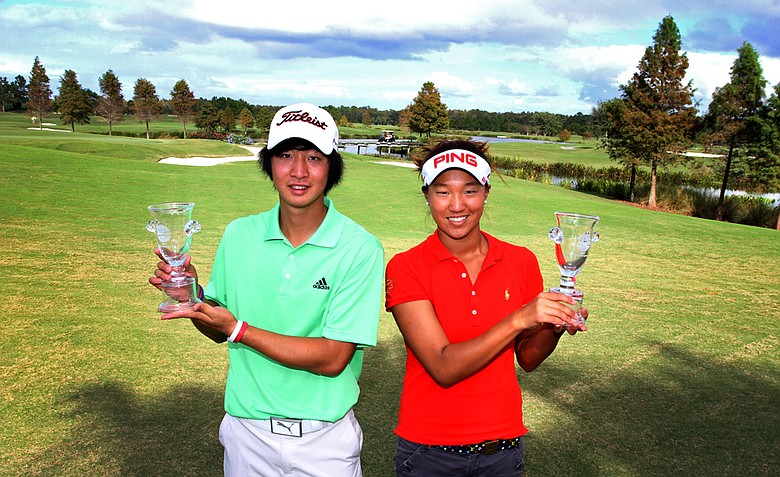 James Yoon, left, and Annie Park, right, won the Golfweek East Coast Junior Invitational at Shingle Creek Golf Club.