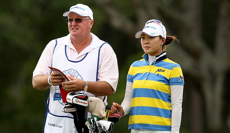 Hee Kyung Seo stands with caddie Dean Herden.