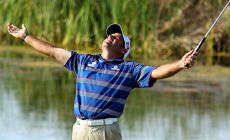Hennie Otto celebrates winning the South African Open Championship.