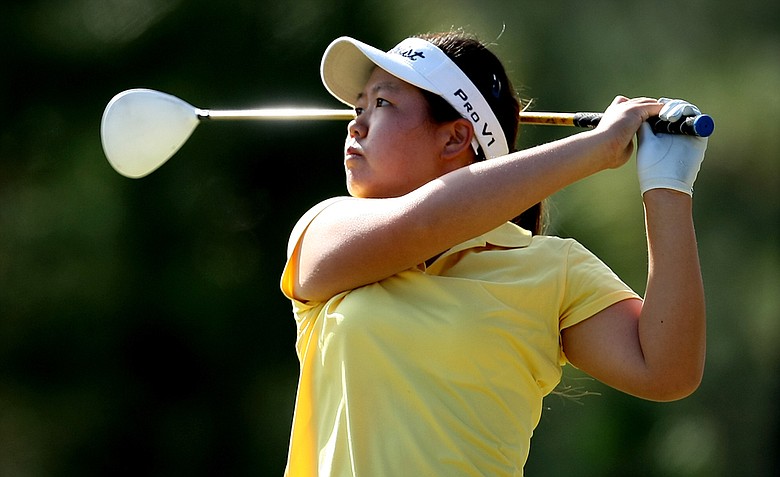 Christine Song during the fourth round of LPGA Qualifying Tournament. Song holds a 3-shot lead going into the final round.
