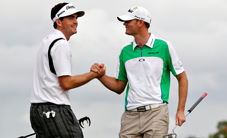 Keegan Bradley, left, and teammate Brendan Steele will try to defend their title at the 2012 Franklin Templeton Shootout at The Ritz-Carlton Golf Resort in Naples, Fla.