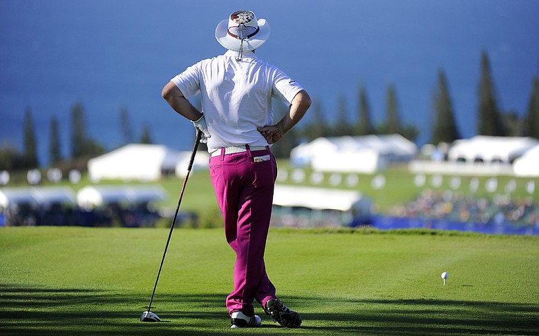 Rory Sabbatini stands on the 18th tee during Round 1 of the Hyundai Tournament of Champions.