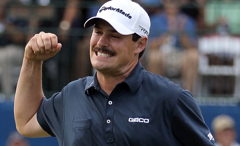 Johnson Wagner reacts after winning the Sony Open in Hawaii at Waialae Country Club in Honolulu.