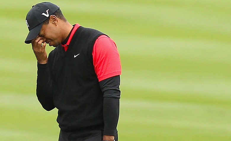 Tiger Woods shot a 3-over 75 on Sunday at Pebble Beach, missing out on his first PGA Tour title in more than two years.